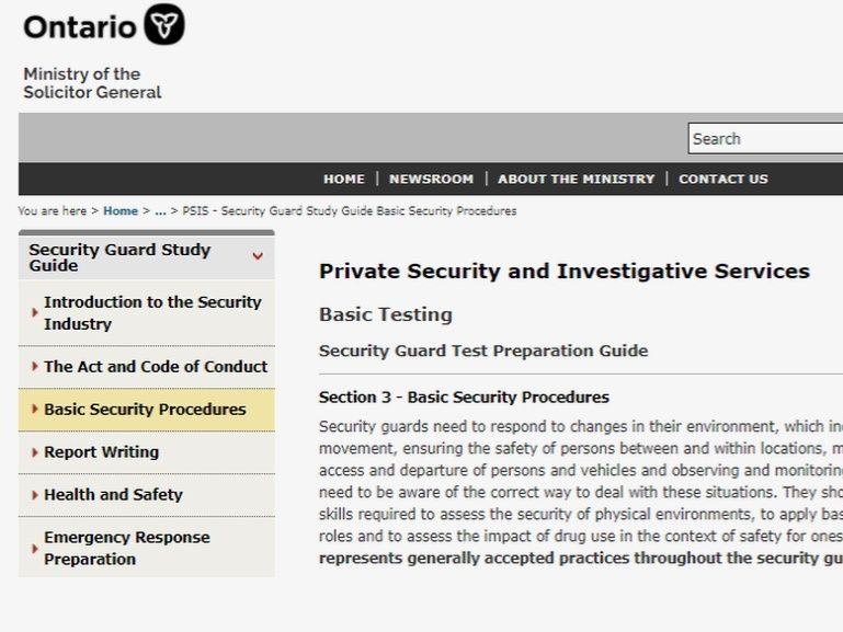 Private Security and Investigative Services : Basic Security Procedures
